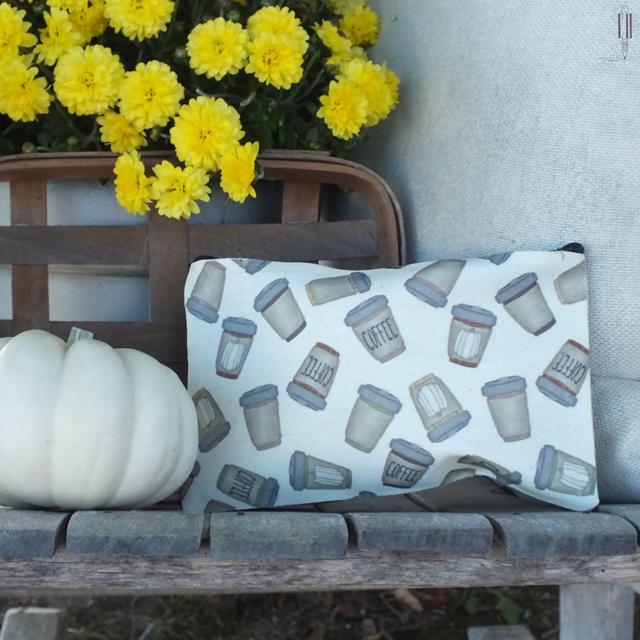 Distressed Pumpkin Spice Coffee Cup Zipper Pouch