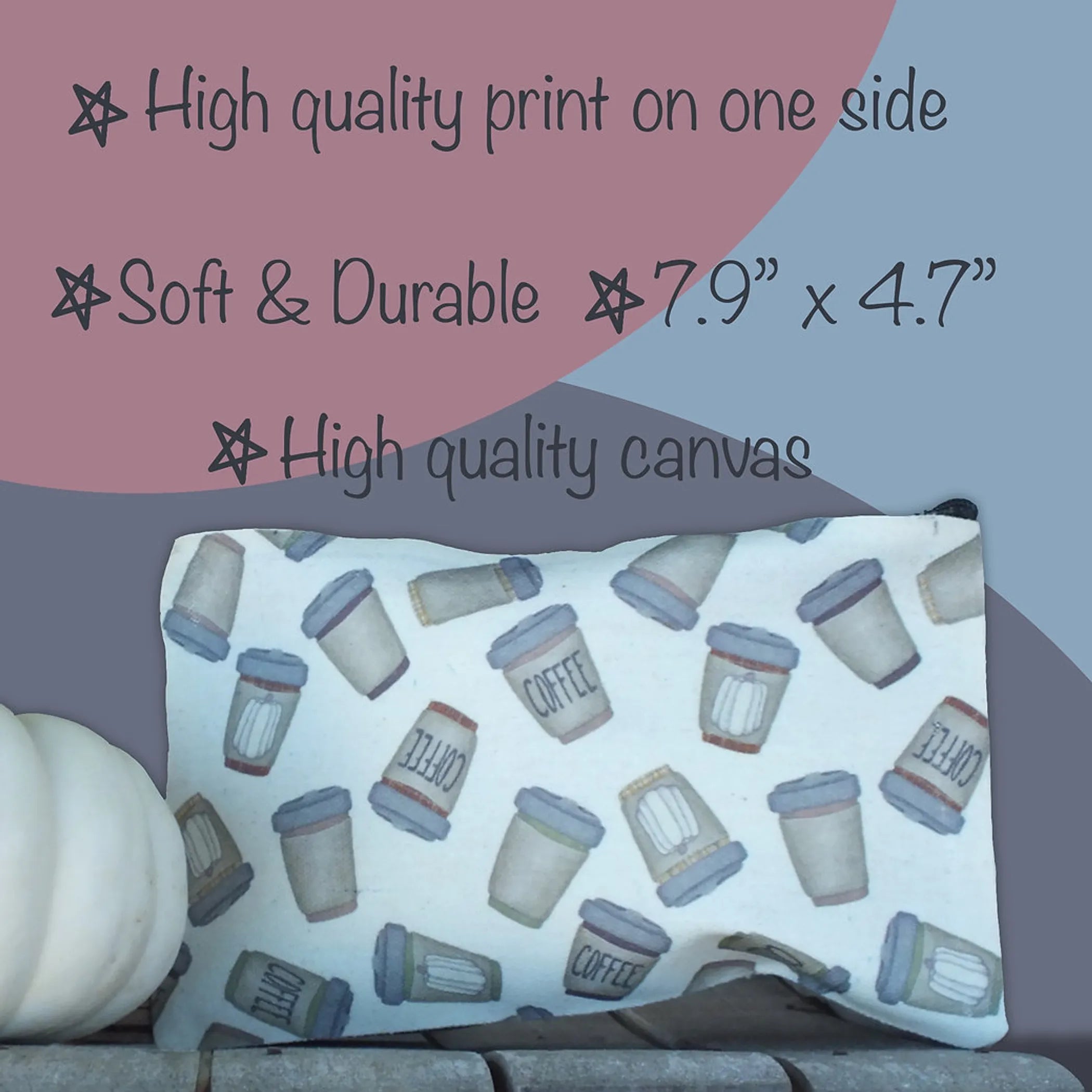 Distressed Pumpkin Spice Coffee Cup Zipper Pouch